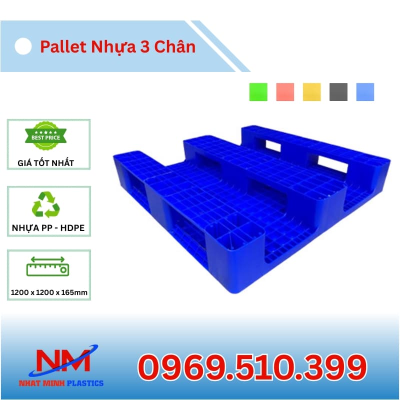 Hình Ảnh Pallet Nhựa 3 Chân 1000x1000x165mm