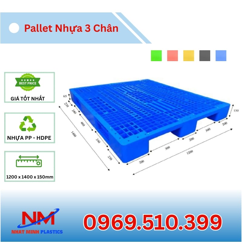 Hình Ảnh Pallet Nhựa 3 Chân 1200x1400x150mm