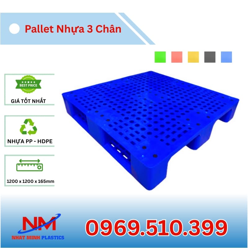 Pallet Nhựa 3 Chân 1000x1000x165mm