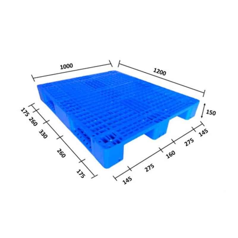 Pallet Nhựa 3 Chân 1000x1200x150mm mặt hở1