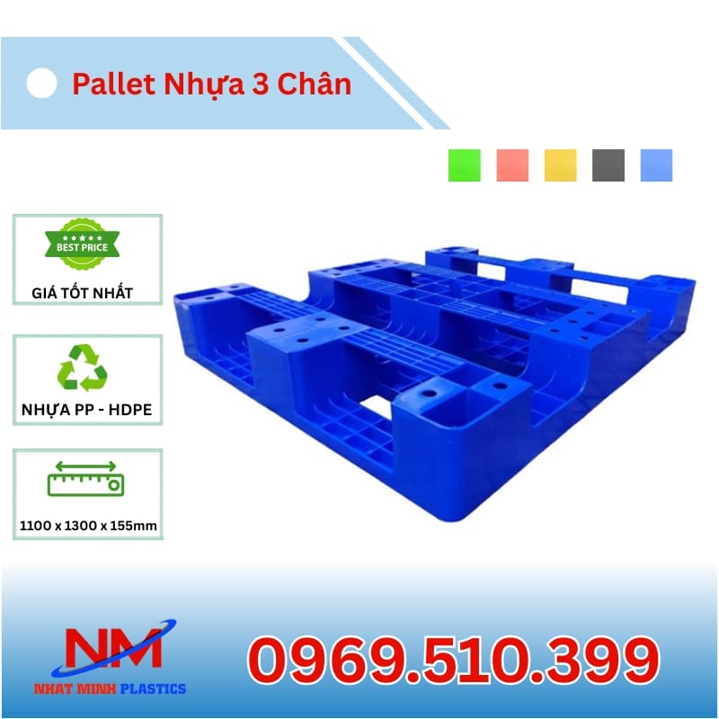 Pallet Nhựa 3 Chân 1000x1200x170mm