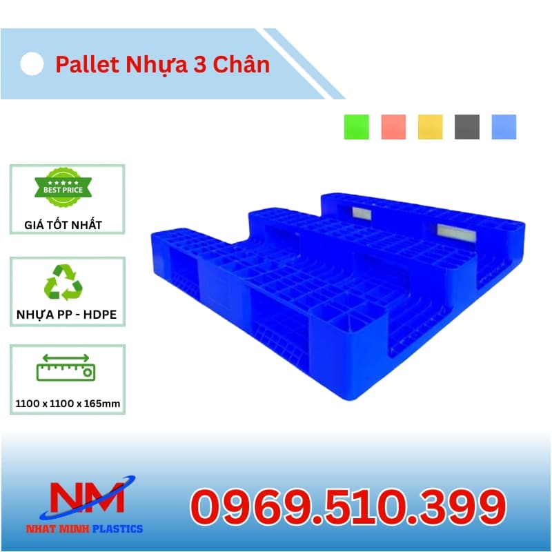 Pallet Nhựa 3 Chân 1100x1100x165mm