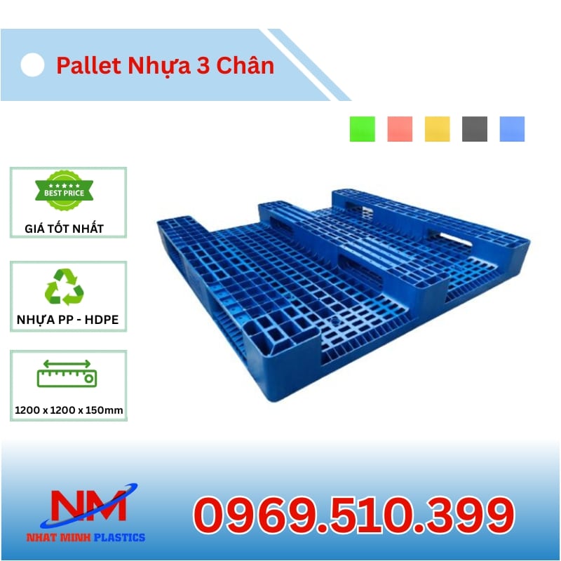 Pallet Nhựa 3 Chân 1200x1200x150mm