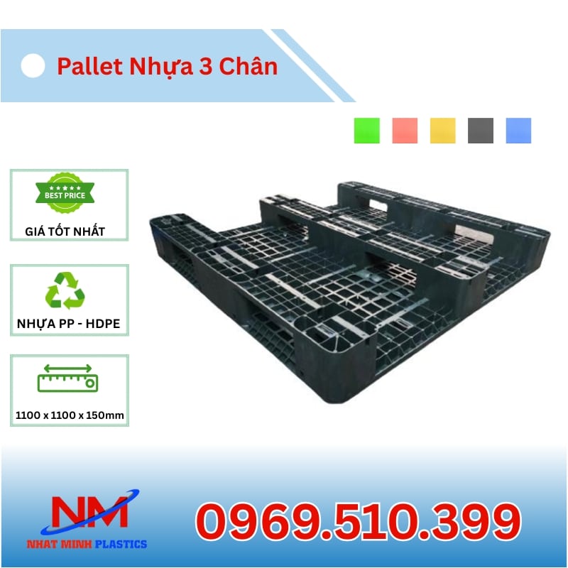 Pallet Nhựa 3 Chân 1200x1200x155mm
