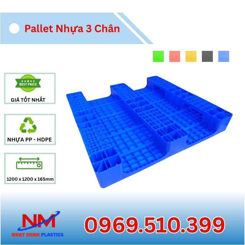 Pallet Nhựa 3 Chân 1200x1200x165mm