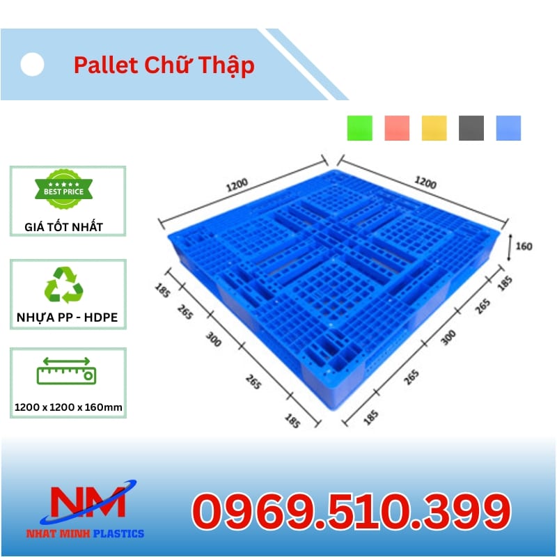 Kích Thước Pallet chữ thập 1200x1200x160mm