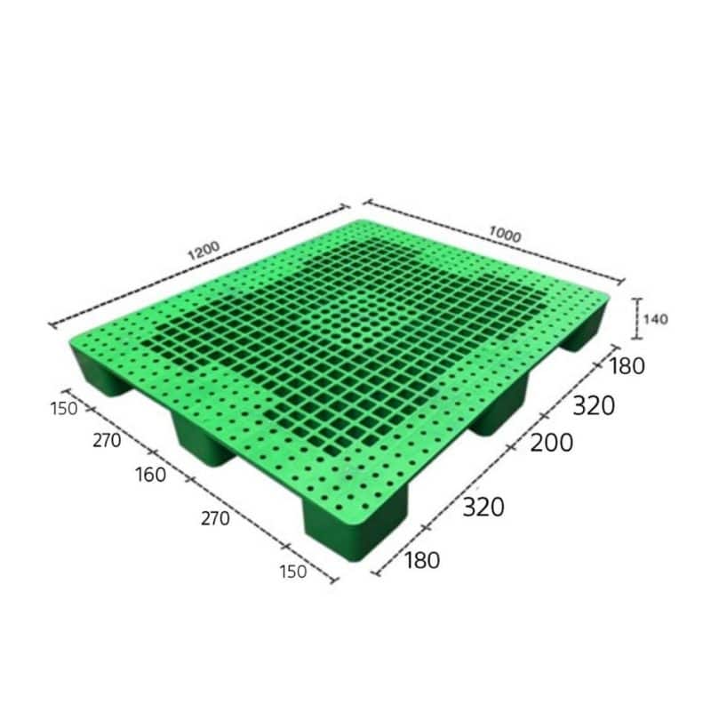 Pallet Nhựa 9 Chân Gù Mặt Lưới 1000x1200x140mm