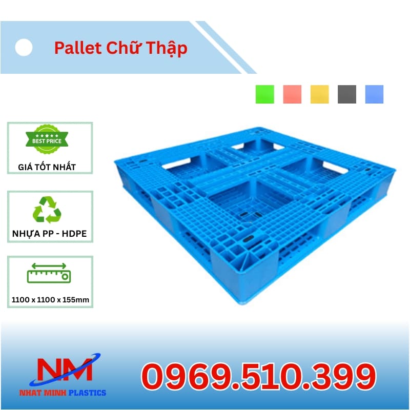 Pallet Nhựa Chữ Thập 1100x1100x155mm