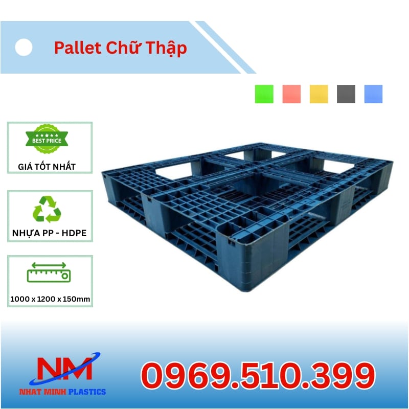 Pallet nhựa chữ thập 1000x1200x150mm