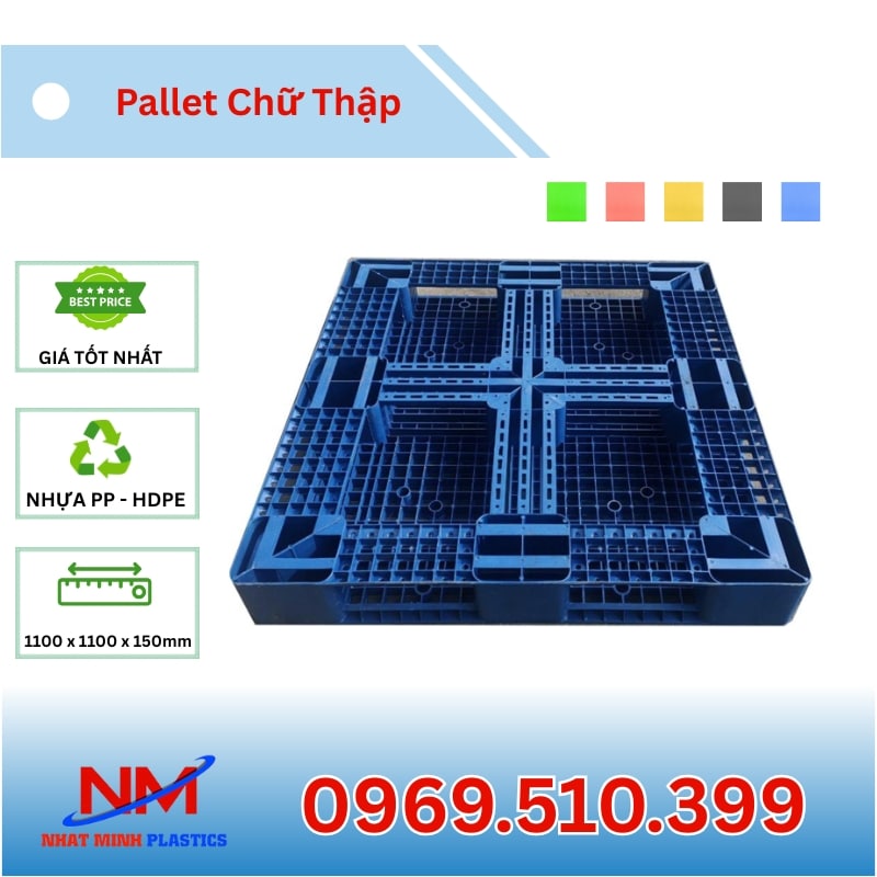 Pallet Nhựa Chữ Thập 1100x1100x150mm